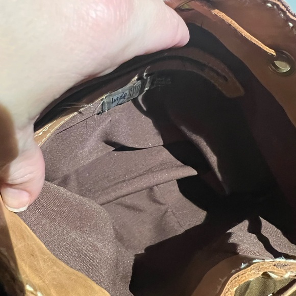 Inge Sport Tan Leather Weaved Bucket Bag, good condition w matching earrings - Picture 8 of 9